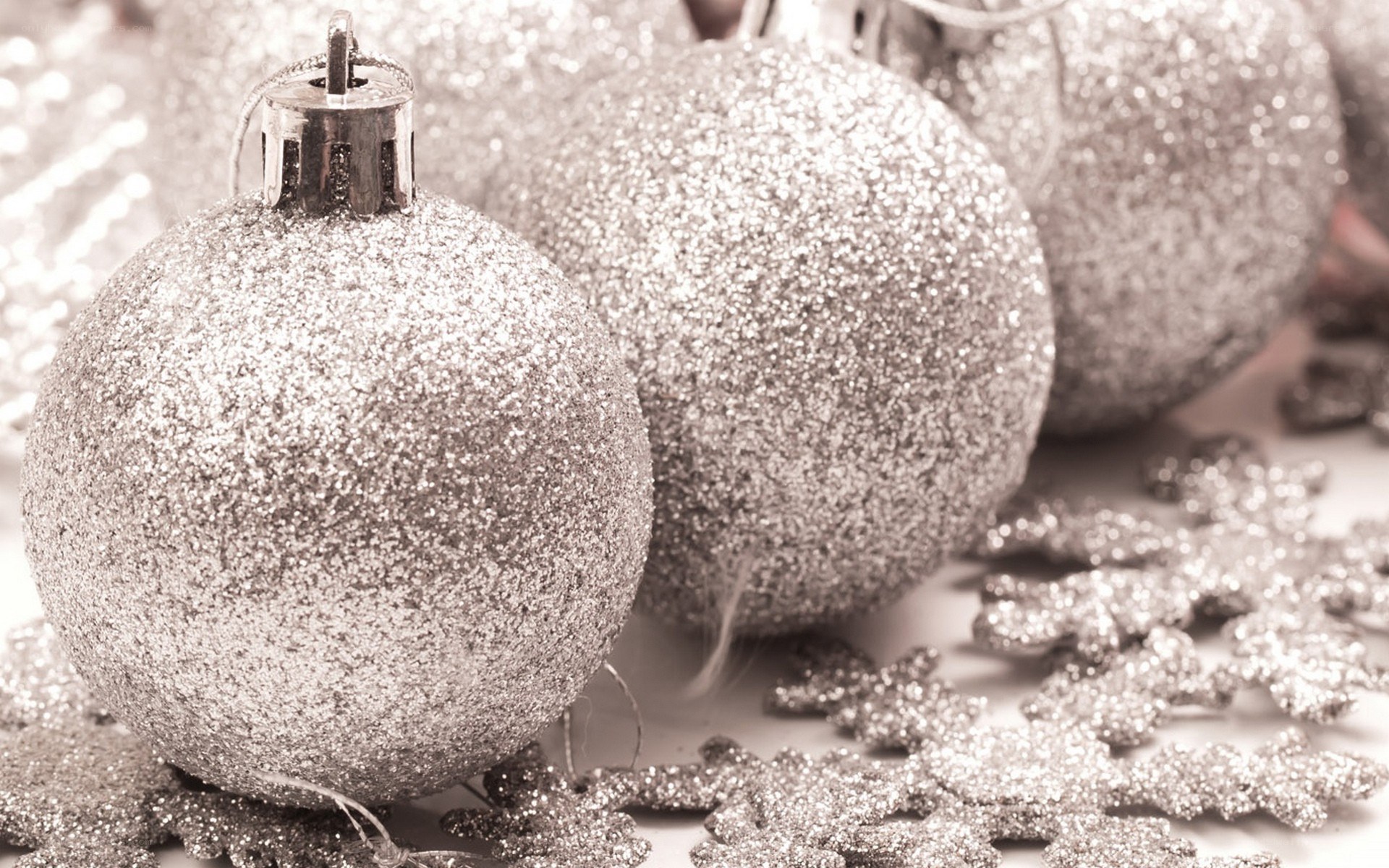 silver glitter ornaments