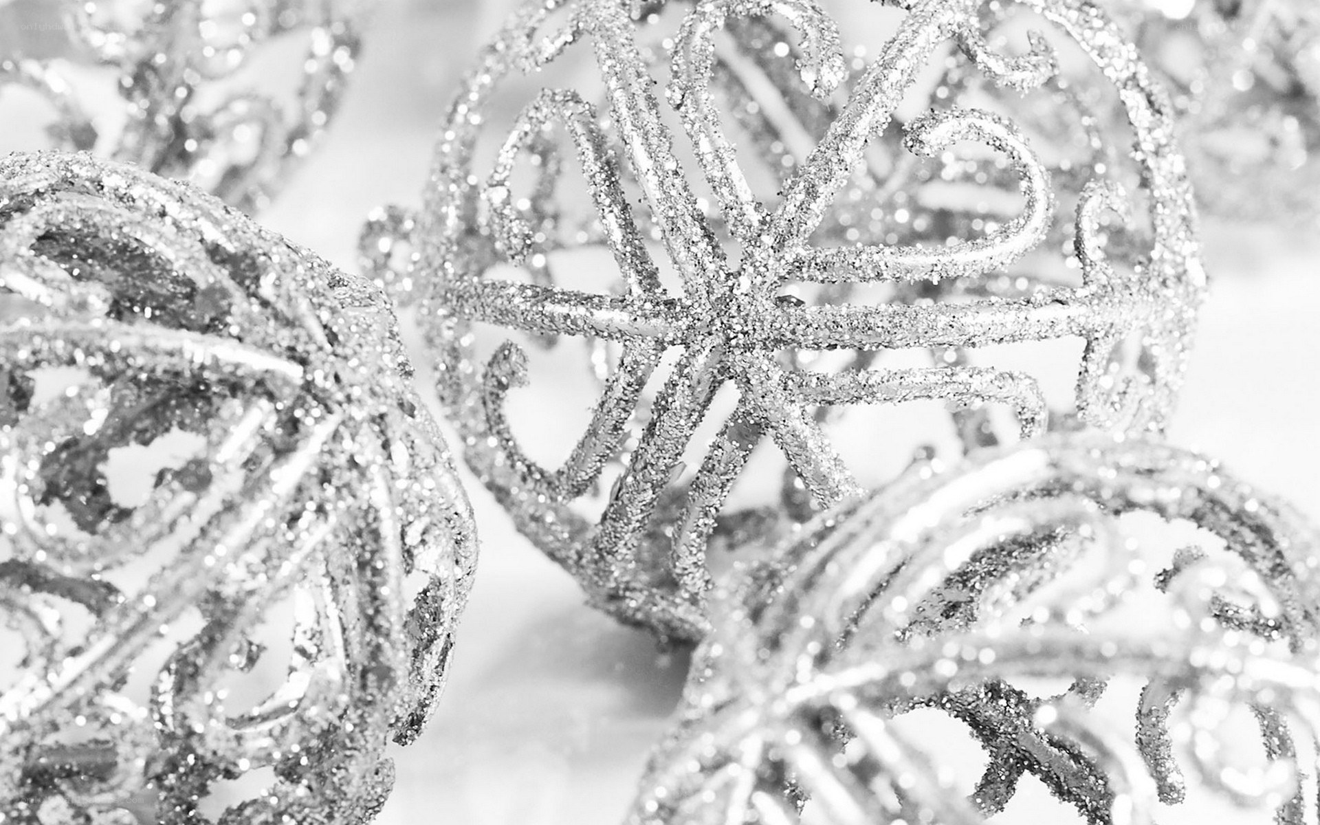 silver glitter ornaments
