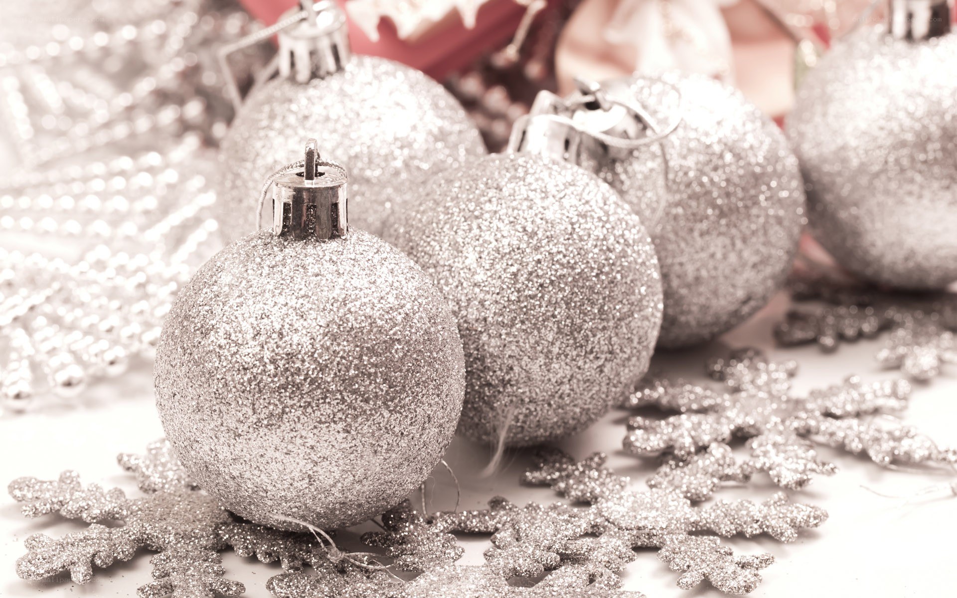 silver glitter ornaments