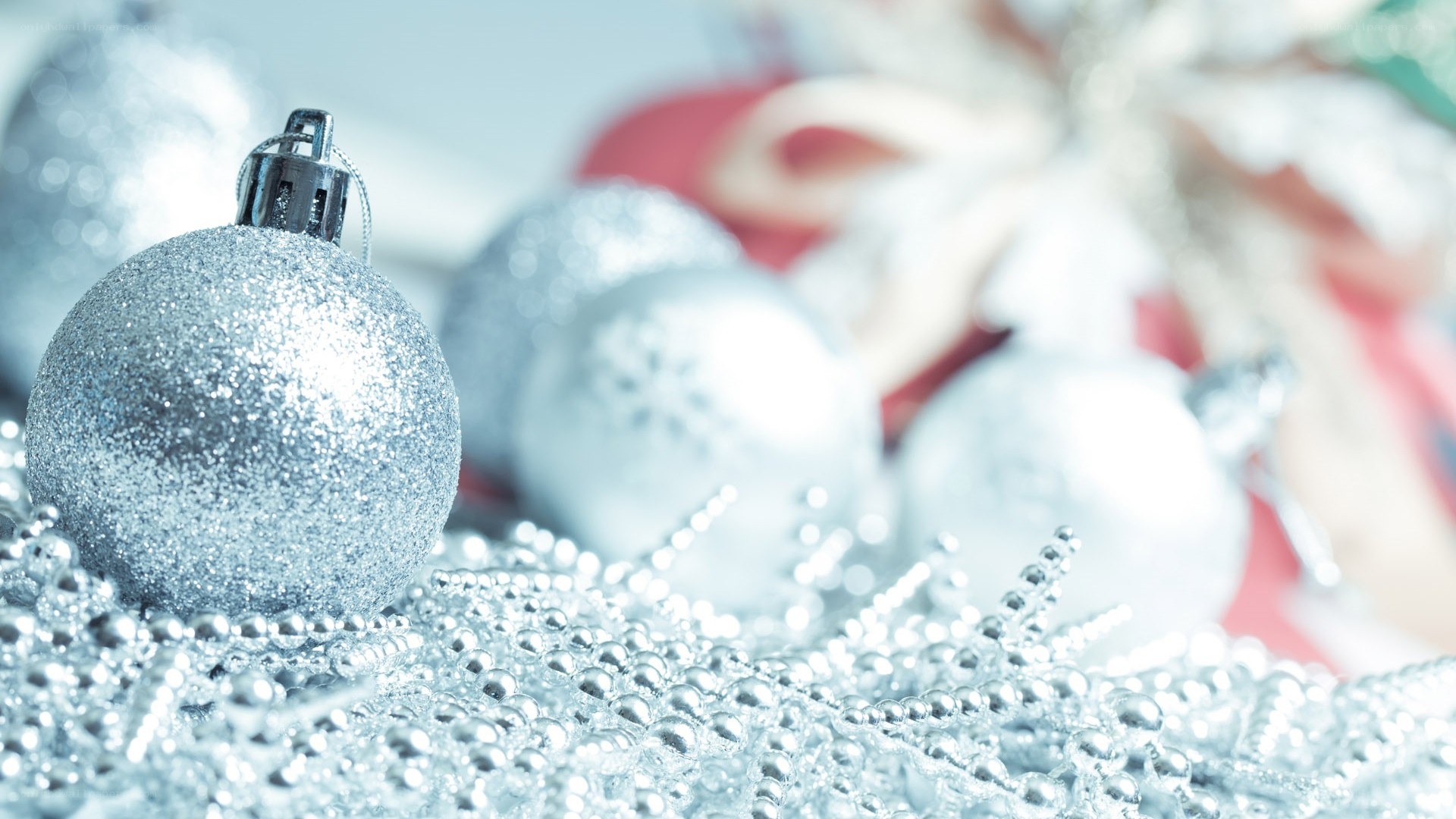 silver glitter ornaments