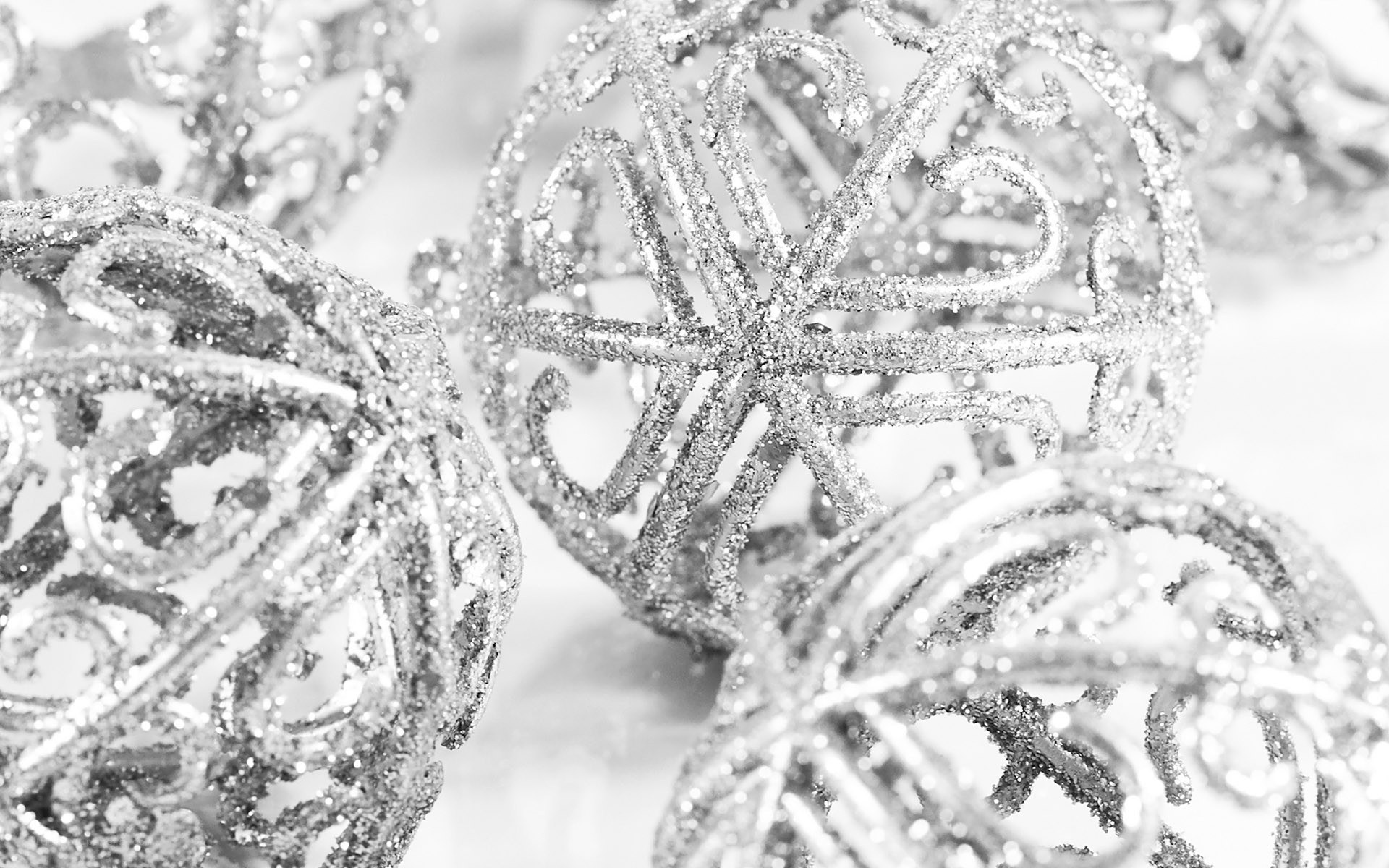 silver glitter ornaments