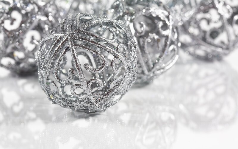 silver glitter ornaments