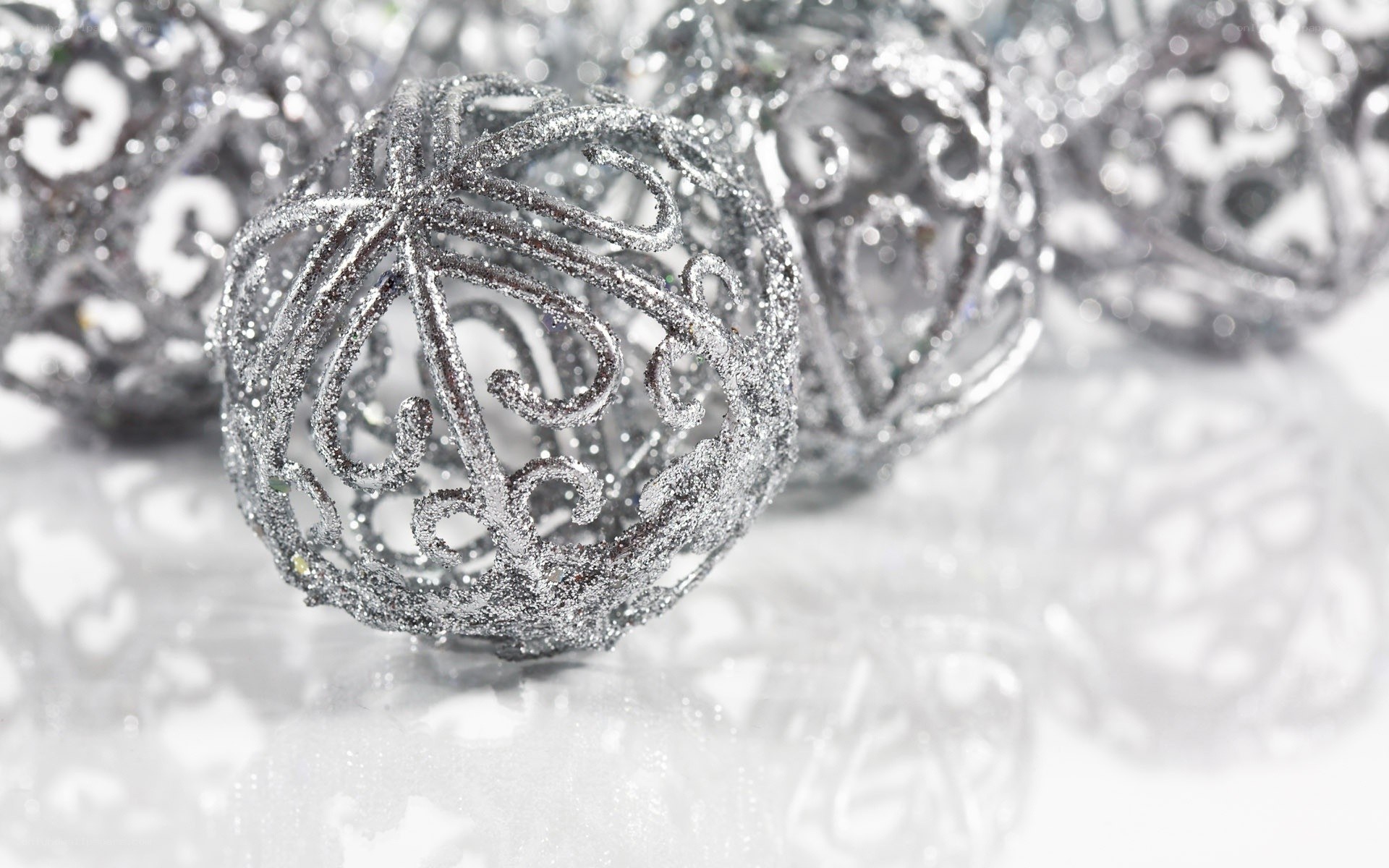 silver glitter ornaments