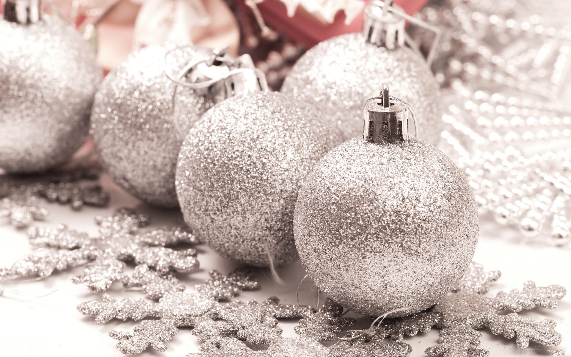 silver glitter ornaments