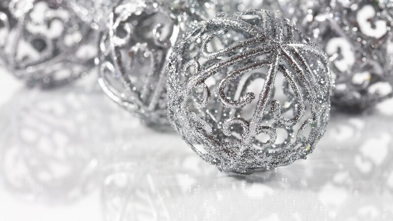 silver glitter ornaments