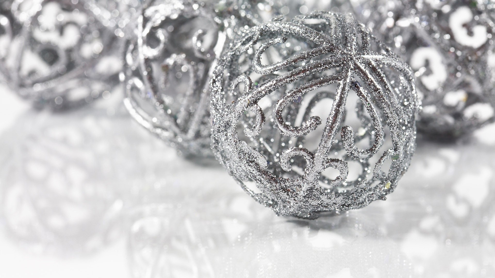silver glitter ornaments