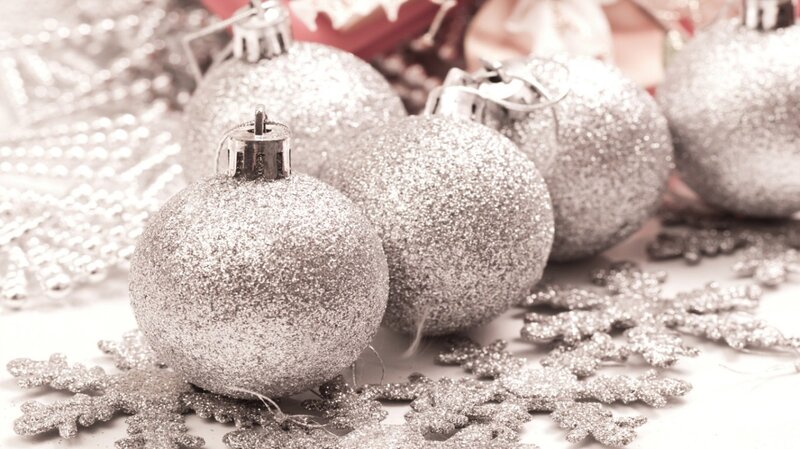 Silver Glitter Ornaments — Festive, Winter