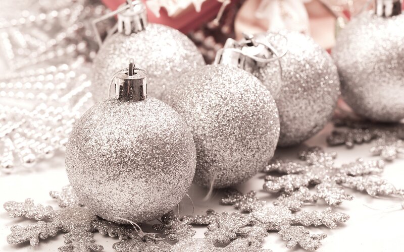 Silver Glitter Ornaments — Photograph