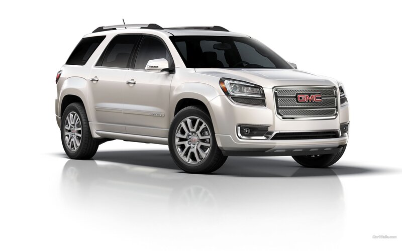 Silver GMC SUV — White