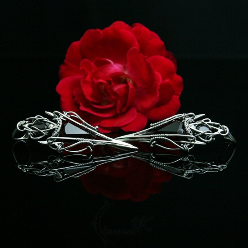Silver Hair Pins with Rose