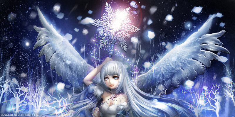 Silver-haired Angel Girl — Blue, Magical