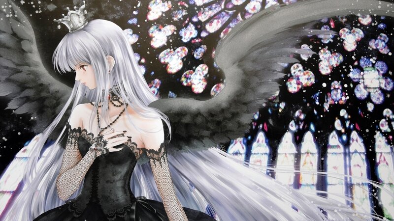 Silver-haired Angel Woman — Black