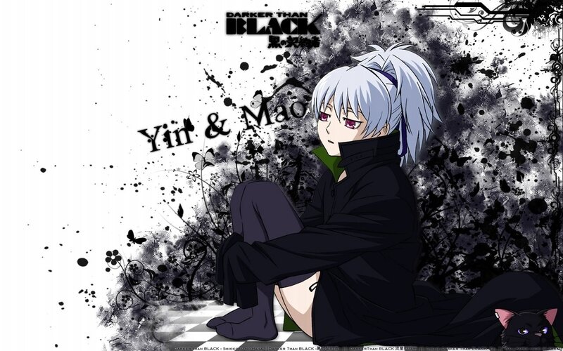Silver-haired Anime Character — Black, Dramatic, Black Cat