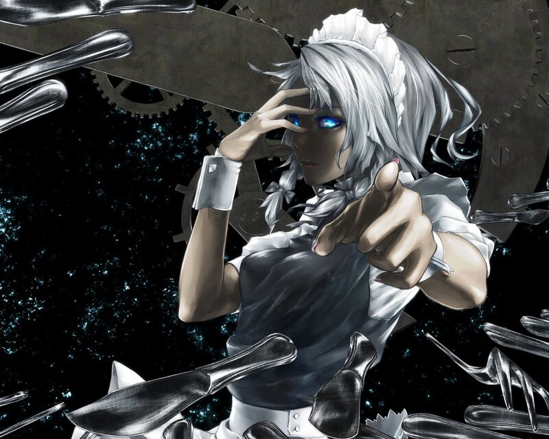 Silver-haired Anime Character — Black, Dramatic, Gears