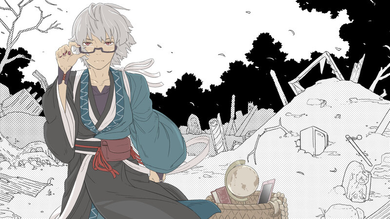 Silver-haired Anime Character — Black, Dramatic, Manga