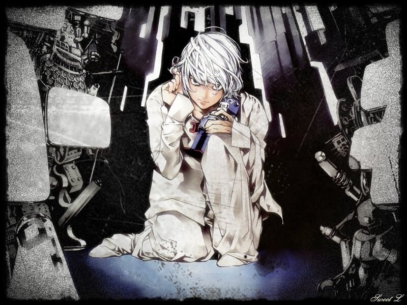 Silver-haired Anime Character — Black, Dramatic, Night, Robot