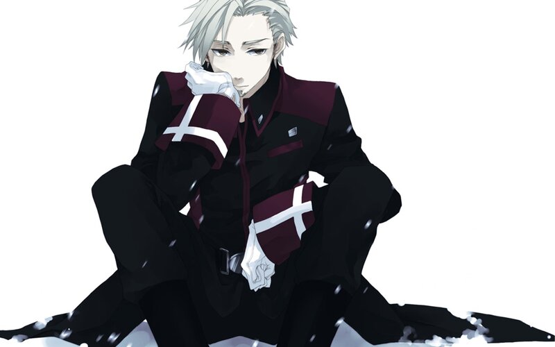 Silver-haired Anime Character — Black, Melancholic