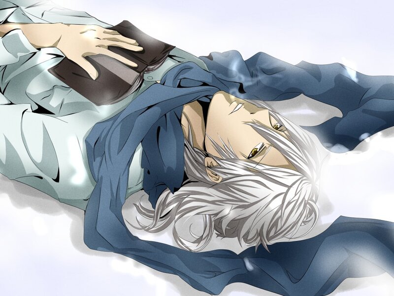 Silver-haired Anime Character — Blue, Calm, Book