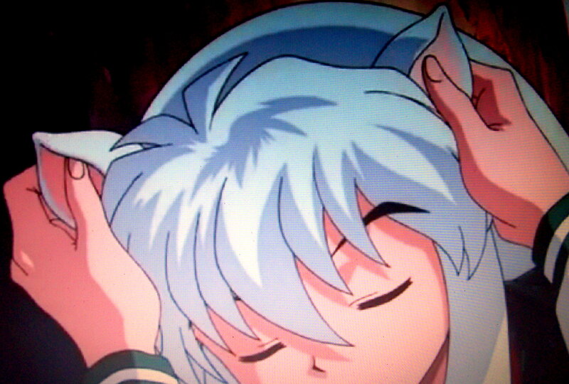 Silver-haired Anime Character — Blue, Calm
