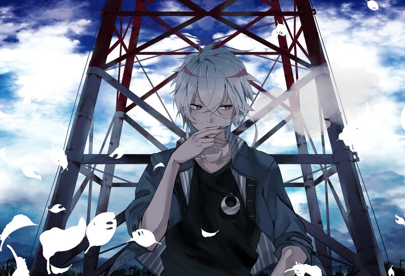 Silver-haired Anime Character — Blue, Dramatic, Afternoon, Tower