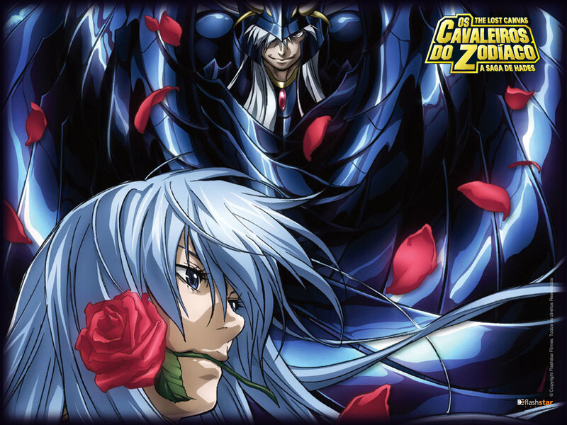 Silver-haired Anime Character — Blue, Dramatic, Red Rose
