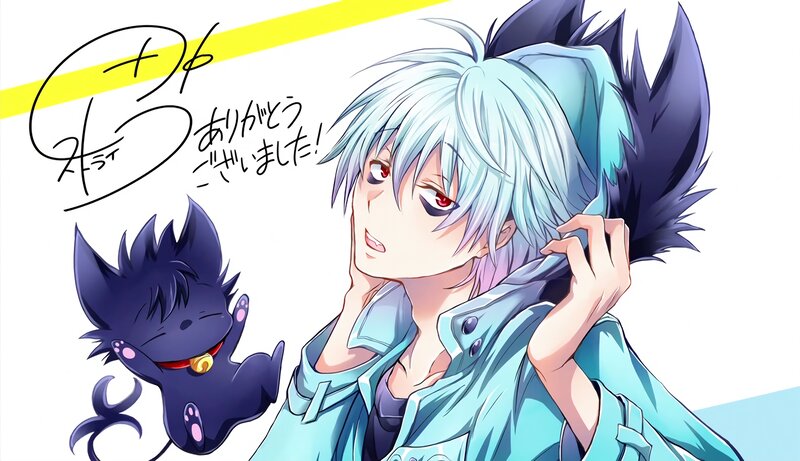 Silver-haired Anime Character — Blue, Playful