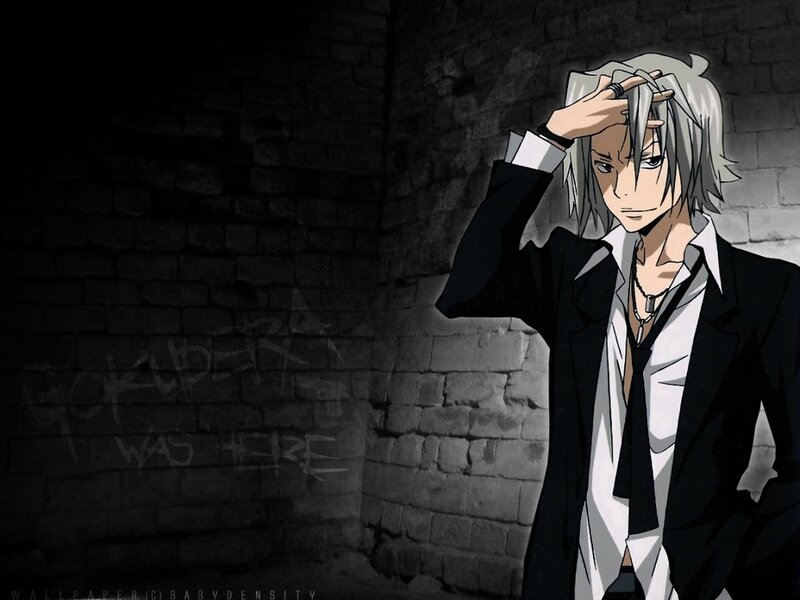 silver-haired anime character in alley