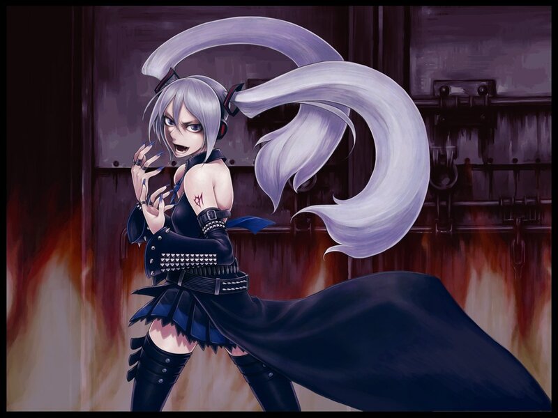 silver-haired anime character in dark outfit