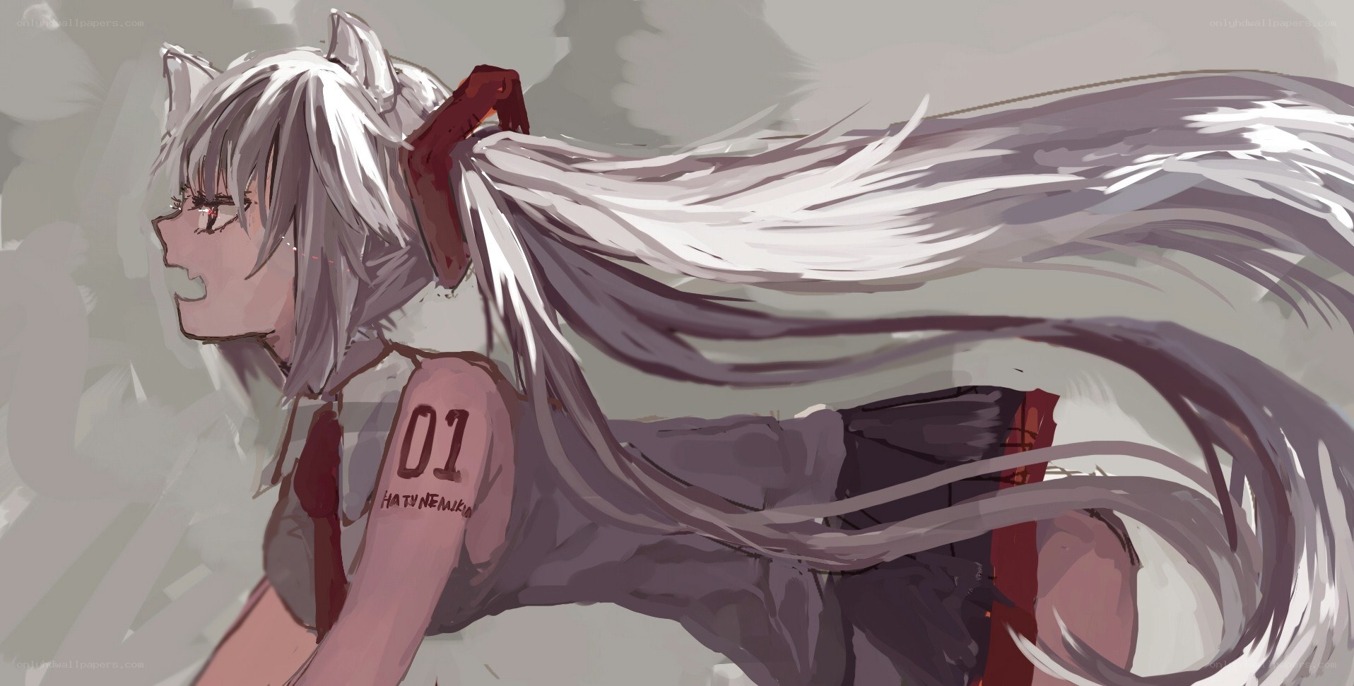 silver-haired anime character in motion