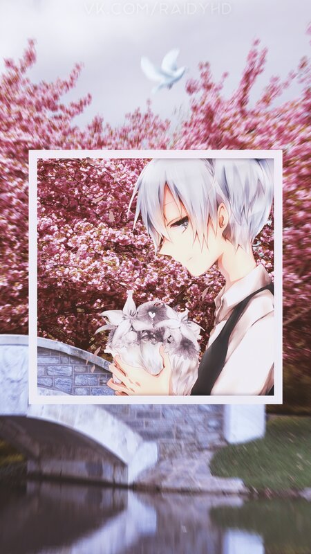 Silver-haired Anime Character — Pink, Serene