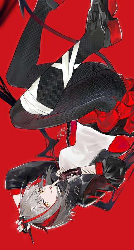 Silver-haired Anime Character — Red, Dramatic, Red Background