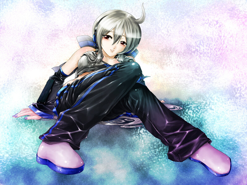 silver-haired anime character sitting