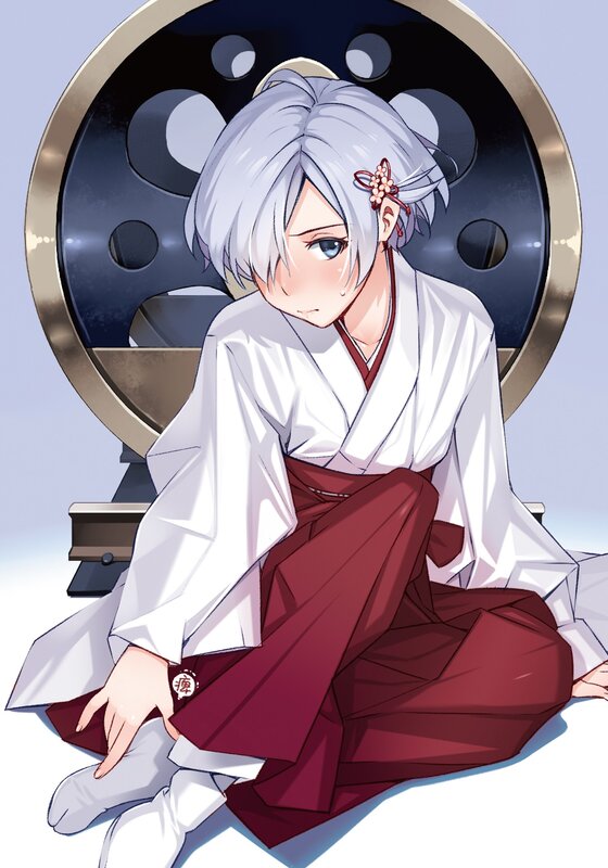 Silver-haired Anime Character — White, Calm, Kimono