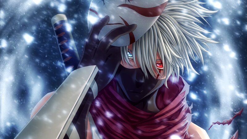 Silver-haired Anime Character — White, Dramatic, Winter, Sword