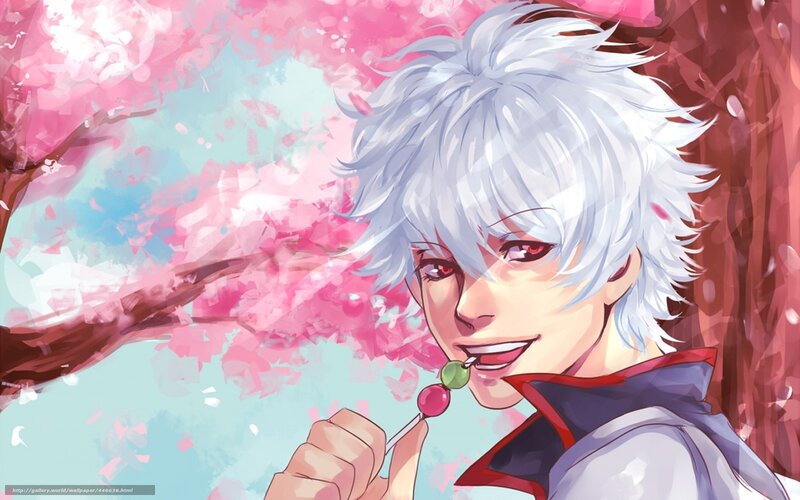 silver-haired anime character with candy