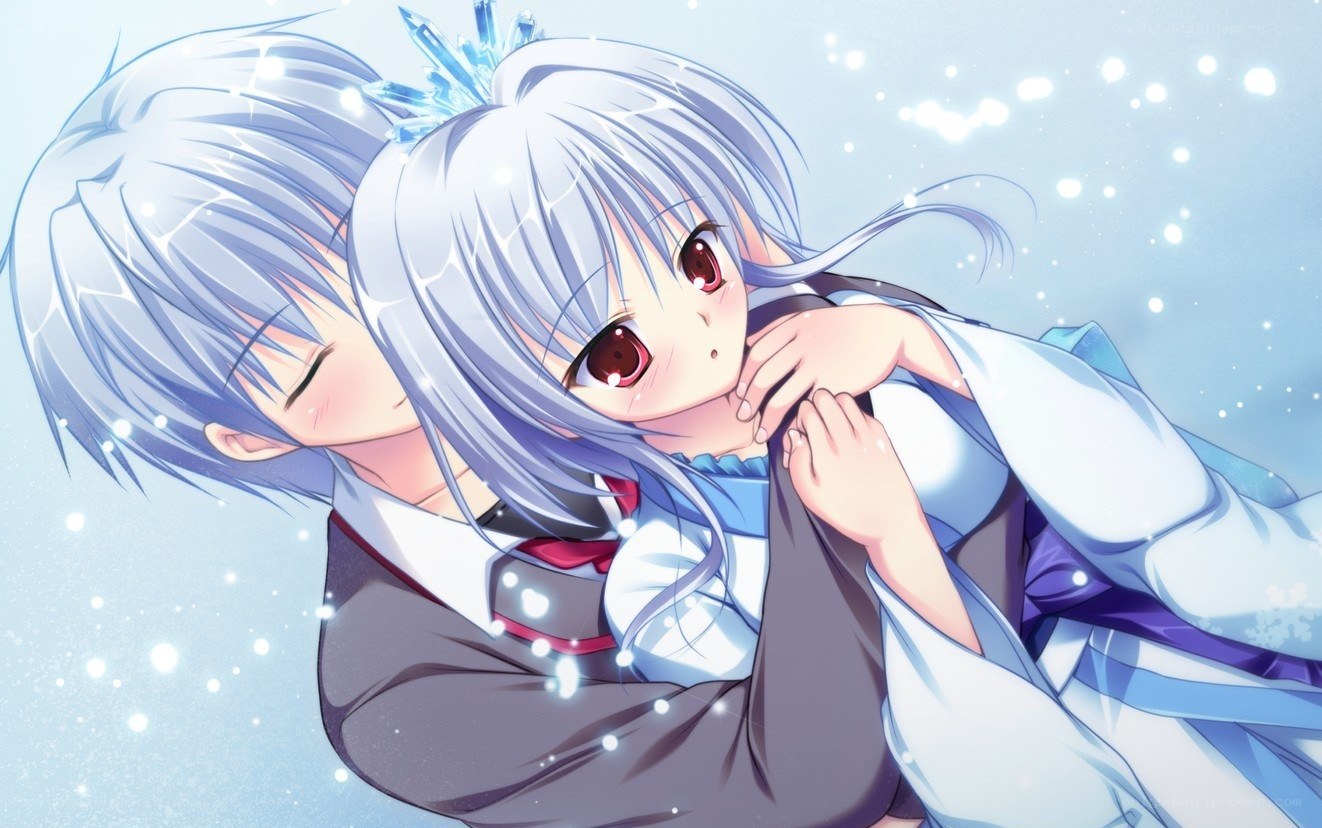 silver-haired anime couple