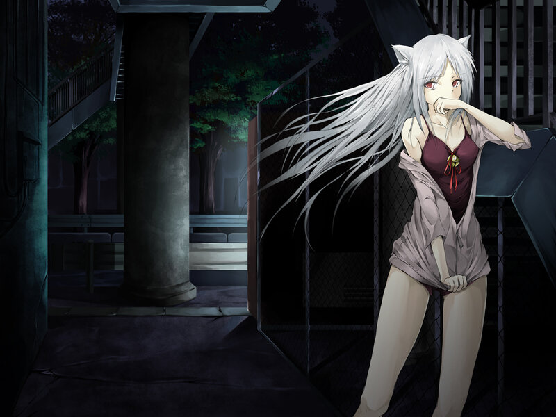 Silver-haired Anime Girl — Black, Dark