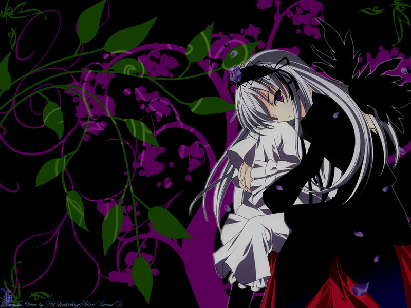 Silver-haired Anime Girl — Black, Dramatic