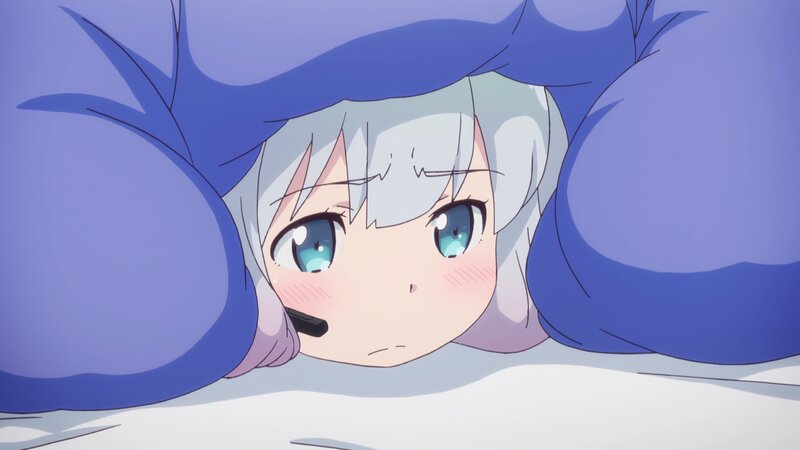 Silver-haired Anime Girl — Blue, Calm, Pillow