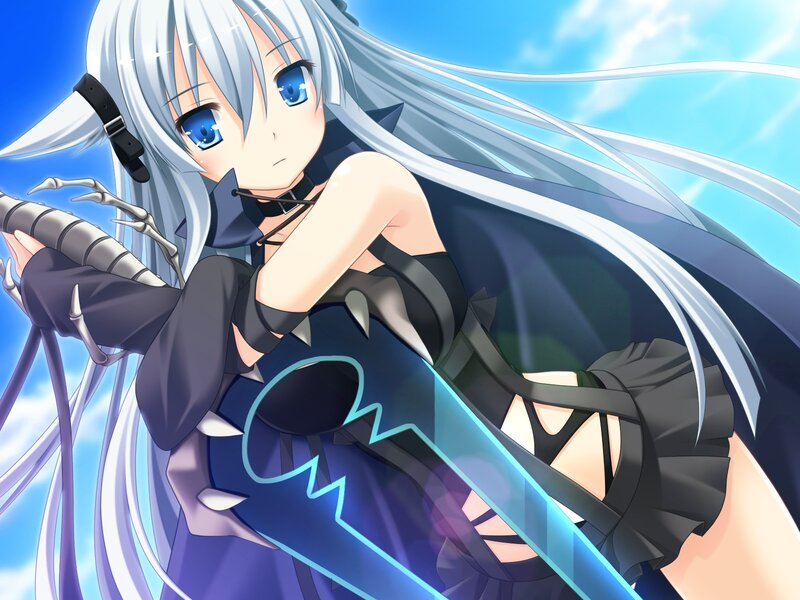 Silver-haired Anime Girl — Blue, Dramatic, Afternoon