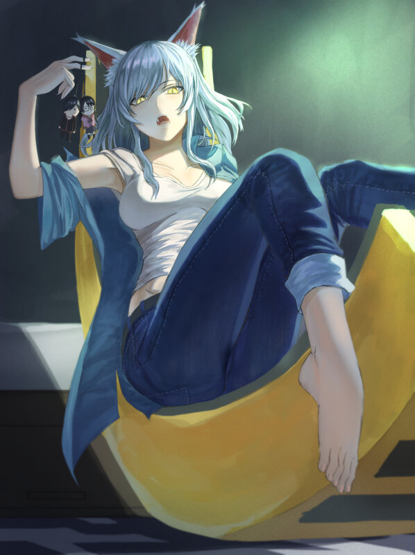 Silver-haired Anime Girl — Blue, Dramatic, Digital Art