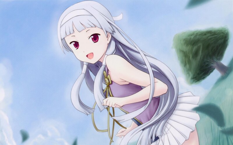 Silver-haired Anime Girl — Blue, Playful, Afternoon