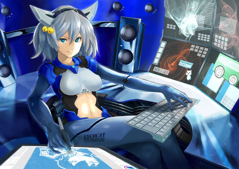 Silver-haired Anime Girl — Blue