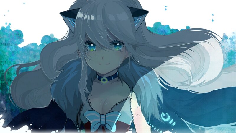 Silver-haired Anime Girl — Gray, Calm, Cat Ears