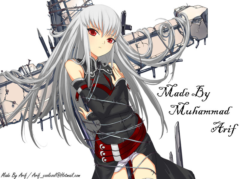Silver-haired Anime Girl — Gray, Dramatic, Barbed Wire