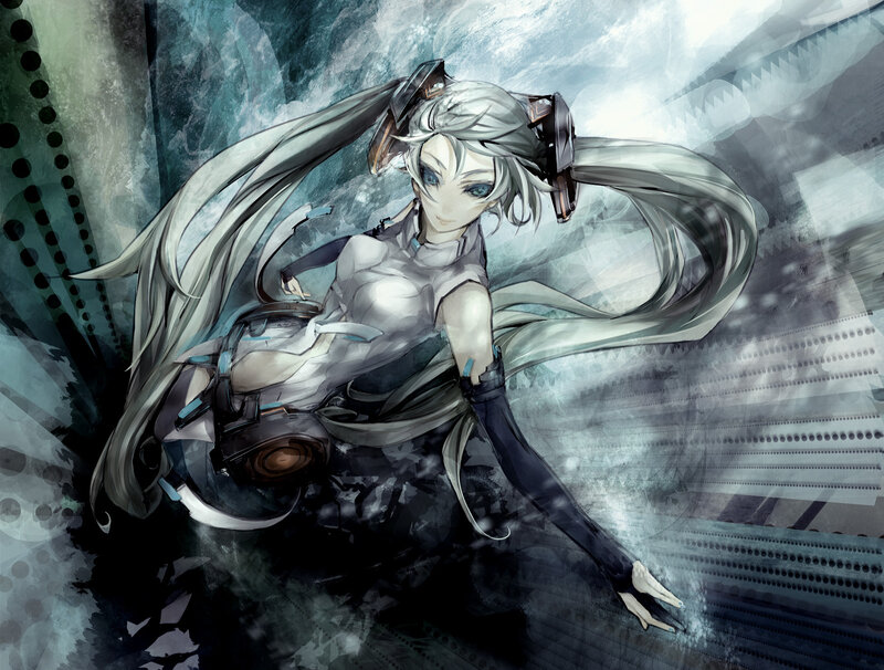Silver-haired Anime Girl — Gray, Dramatic, Digital Art