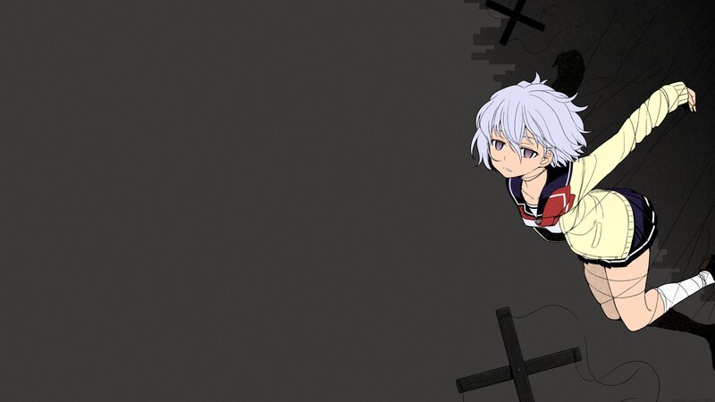 Silver-haired Anime Girl — Gray, Dramatic, School Uniform