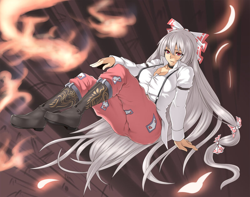 silver-haired anime girl in action