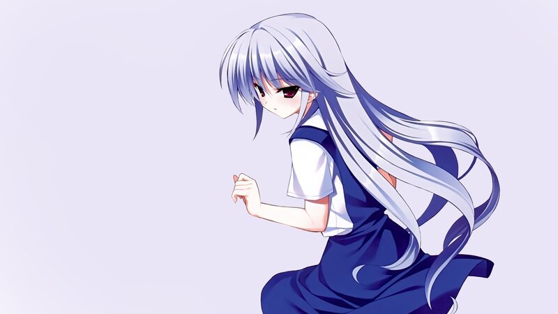 silver-haired anime girl in school uniform