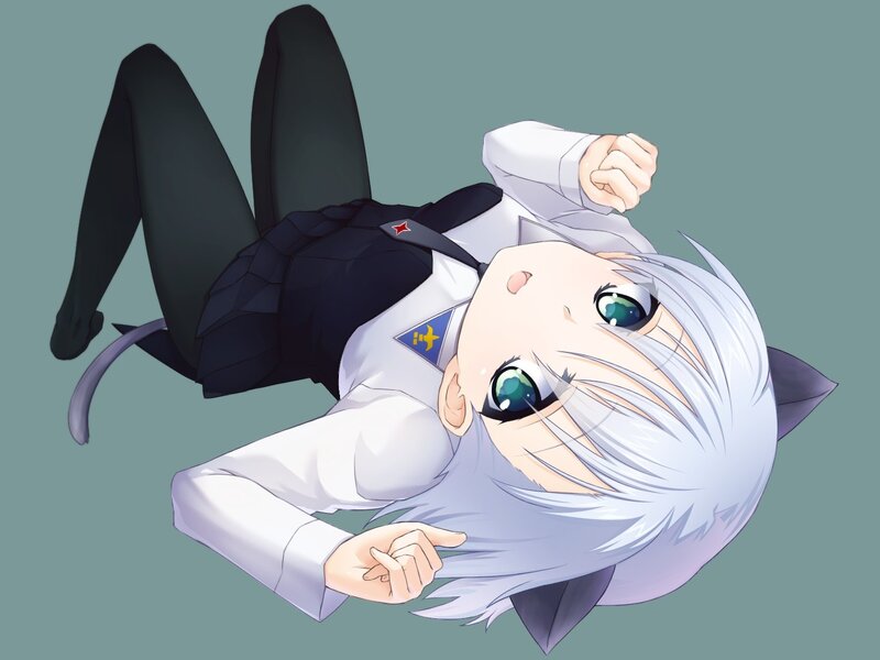 silver-haired anime girl in uniform